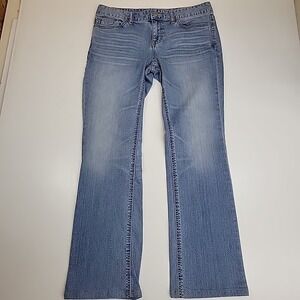 Mudd Women's Size 33 Jeans My Fit Cut Blue Denim Lite Wash Whiskers Y2K Wide Leg